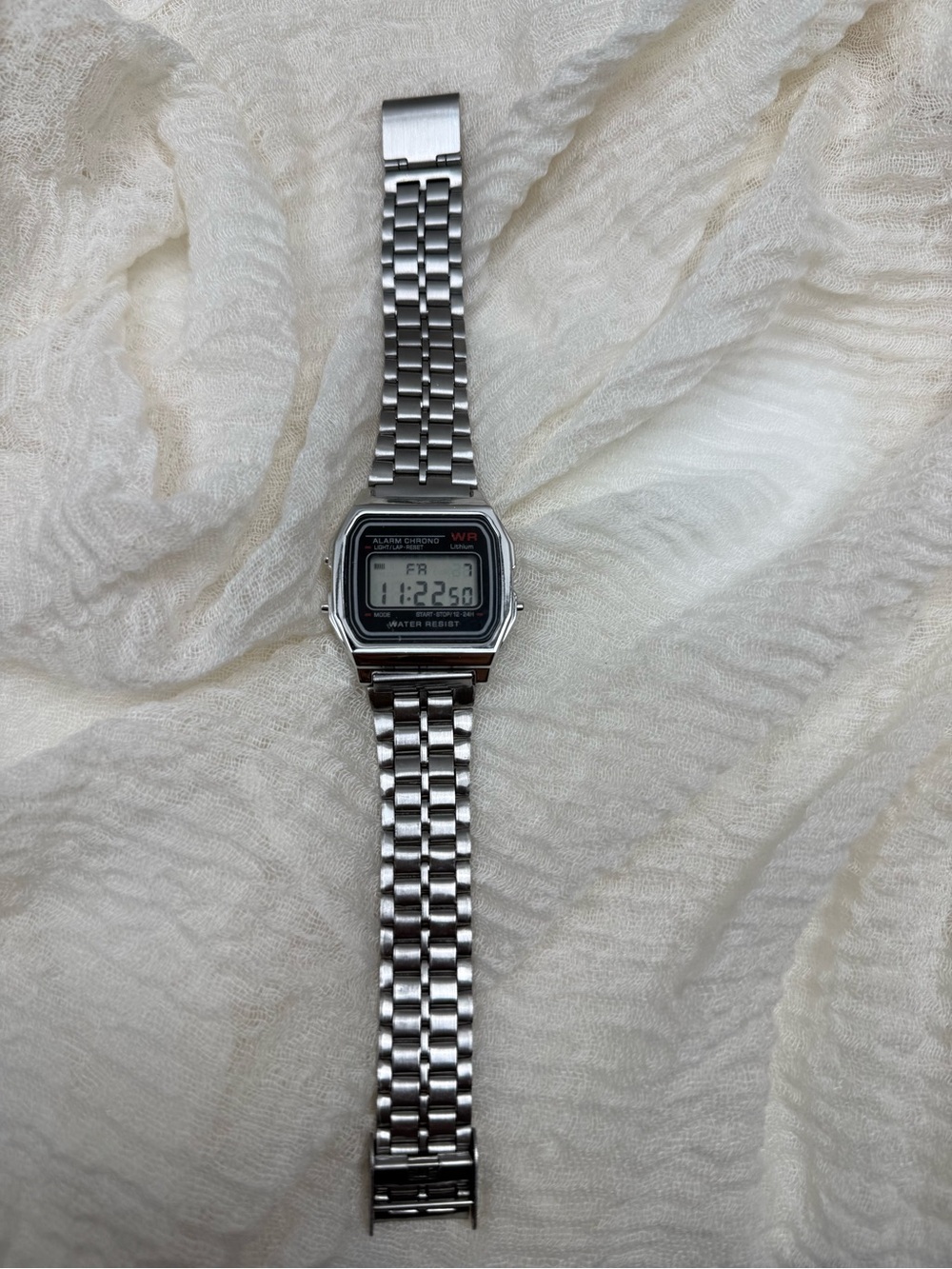 Classic Silver Digital Stainless Steel Watch - Casio-Style